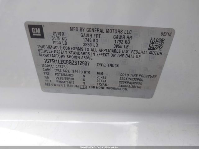 1GTR1LEC8GZ312937 GMC l83 - sidi, vvt, afm, e85 max, aluminum
