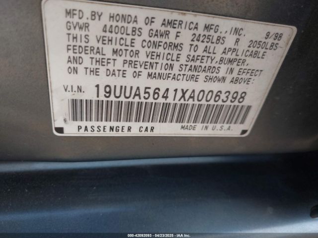 1999 ACURA TL 19UUA5641XA006398 Photo 8