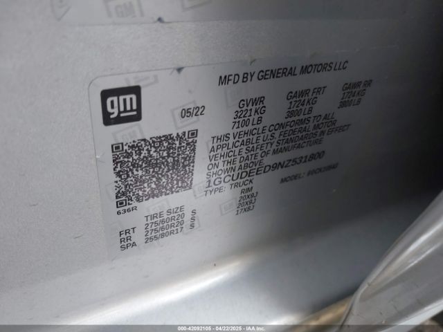 1GCUDEED9NZ531800 Chevrolet Silverado 1500 4wd  Short Bed Rst