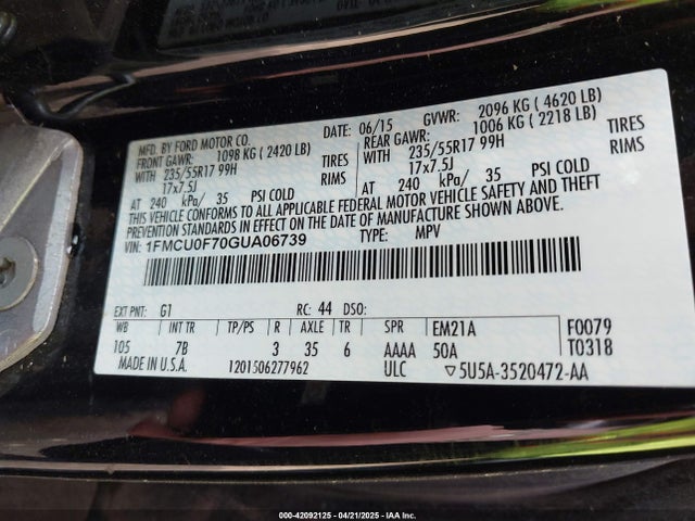 Ford ESCAPE S 2016 1FMCU0F70GUA06739 Image 9