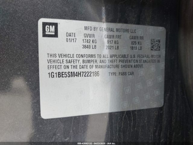 1G1BE5SM4H7222186 Chevrolet Cruze Lt Auto