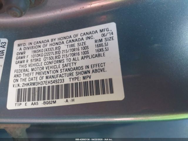 2HKRM3H37EH549233 Honda CR-V LX