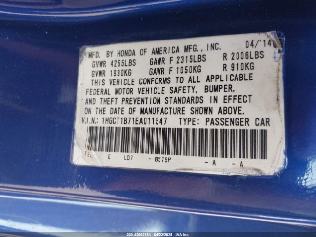 1HGCT1B71EA011547 Honda ACCORD EX