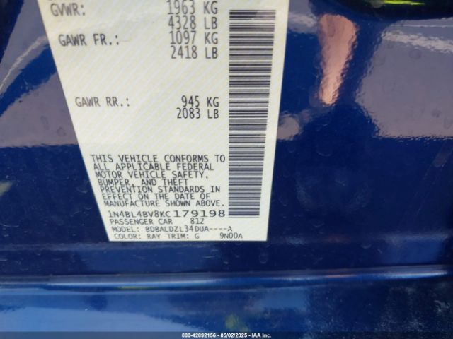 1N4BL4BV8KC179198 Nissan Altima 2.5 S