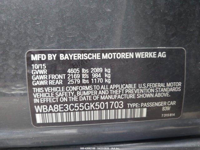 WBA8E3C55GK501703 BMW 328i Xdrive