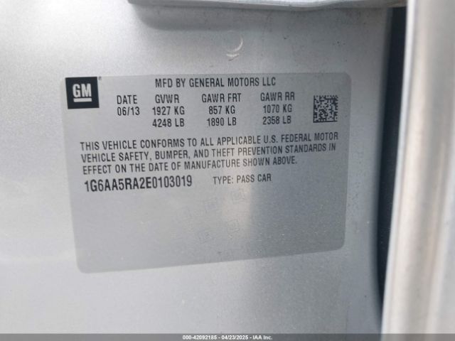 1G6AA5RA2E0103019 Cadillac Ats Standard