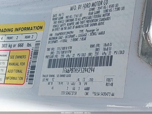 2015 FORD MUSTANG 1FA6P8TH5F5394294 Photo 8