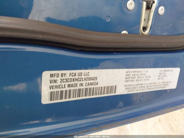 2C3CDXHG2LH200426 Dodge Charger Gt Rwd