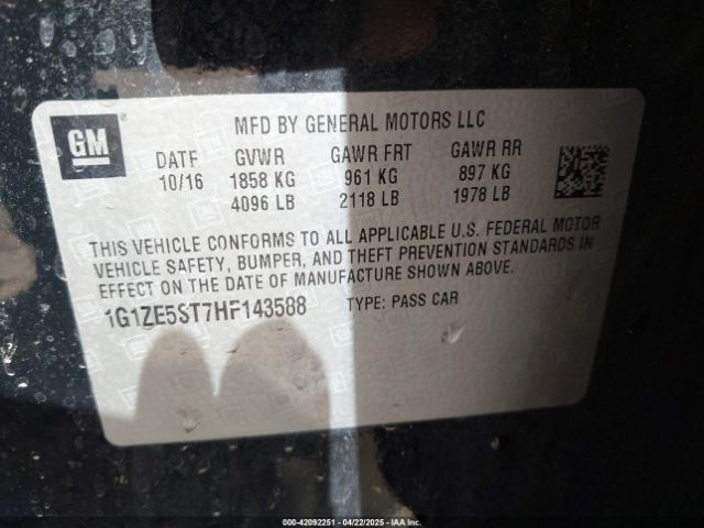 1G1ZE5ST7HF143588 Chevrolet MALIBU 1LT