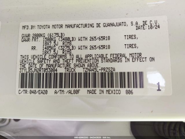 3TYLB5JN2RT053084 Toyota t24a-fts