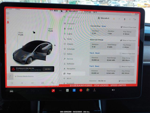 5YJ3E1EA3KF412603 Tesla Model 3 Long Range/mid Range/standard Range/standard Range Plus
