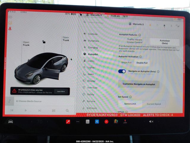 5YJ3E1EA3KF412603 Tesla Model 3 Long Range/mid Range/standard Range/standard Range Plus