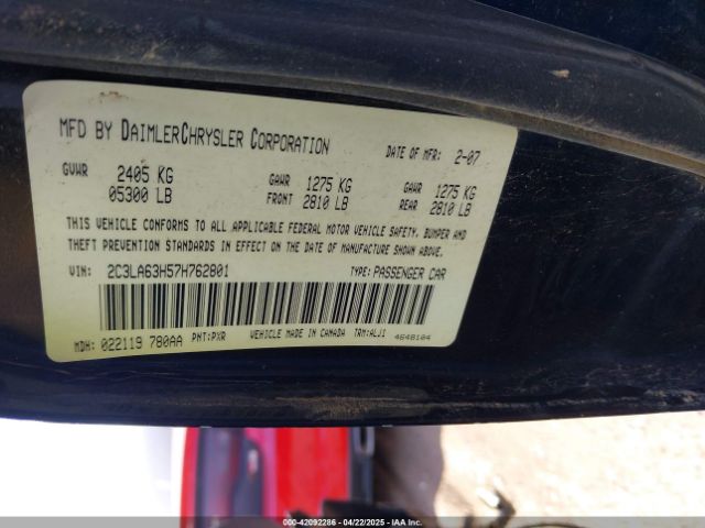 2007 CHRYSLER 300C 2C3LA63H57H762801 Photo 8