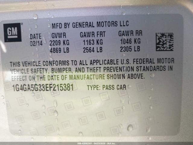 1G4GA5G33EF215381 Buick Lacrosse