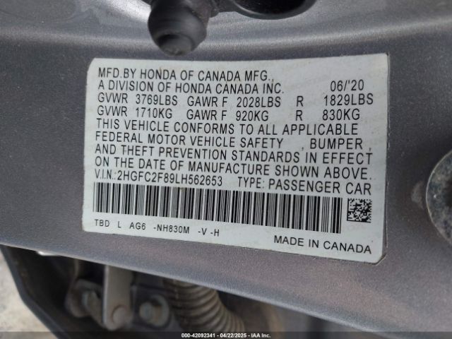 2HGFC2F89LH562653 Honda Civic Sport