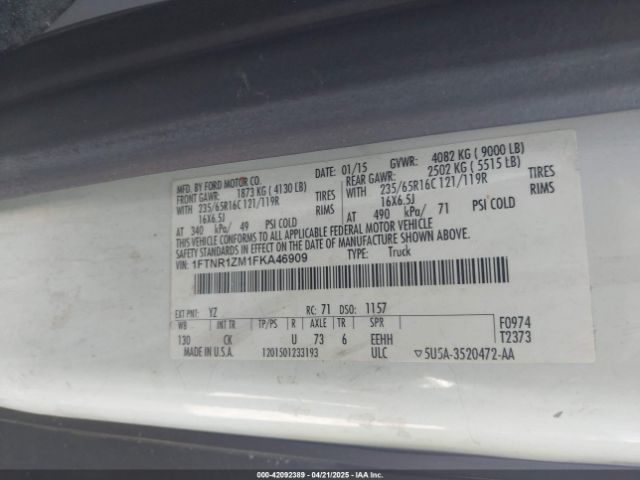 1FTNR1ZM1FKA46909 Ford Transit-250
