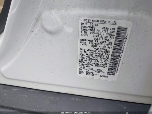 JN8AT2MTXKW250037 Nissan 2019