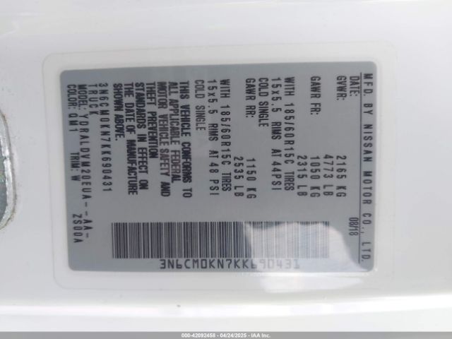 3N6CM0KN7KK690431 Nissan Nv200 S