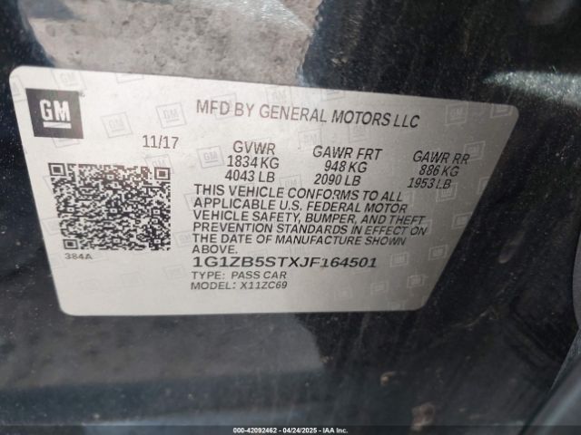 1G1ZB5STXJF164501 Chevrolet Malibu 1ls