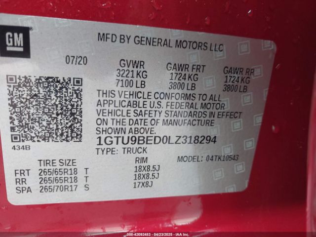 1GTU9BED0LZ318294 GMC SIERRA 1500