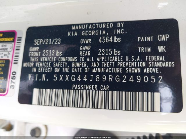 5XXG44J89RG249052 KIA K5 Gt