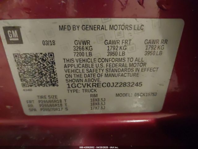 1GCVKREC0JZ283245 Chevrolet Silverado 1500 1lt