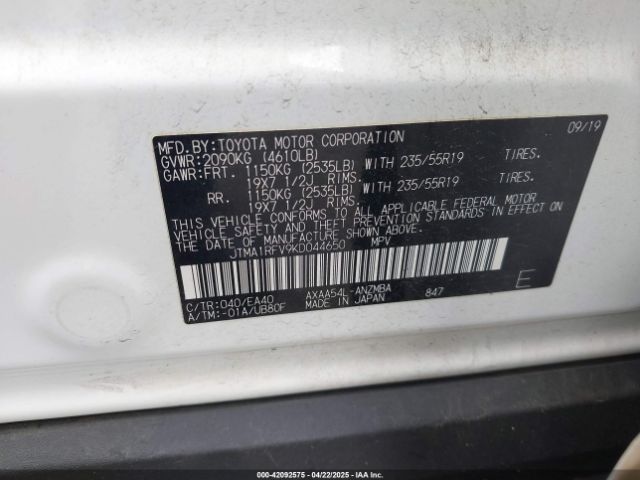 JTMA1RFV9KD044650 Toyota Rav4 Xle Premium