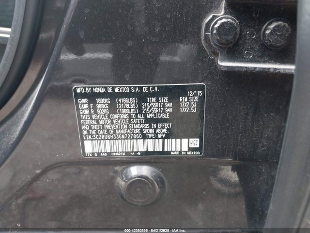3CZRU6H33GM727860 Honda HR-V LX