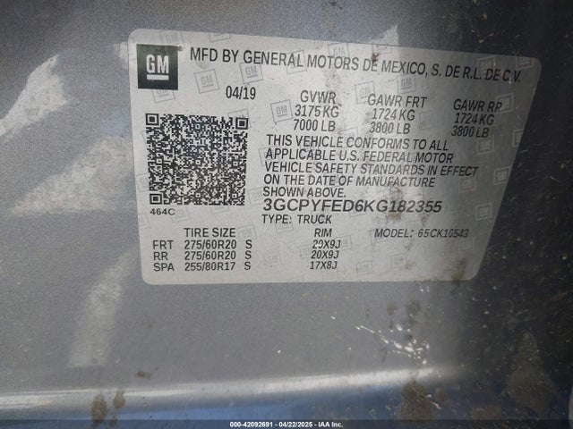 Chevrolet Silverado 1500 Lt Trail Boss 2019 3GCPYFED6KG182355 Image 9