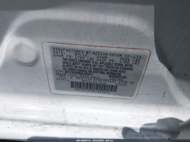 3N1CN7AP8GL825271 Nissan Versa 1.6 S+