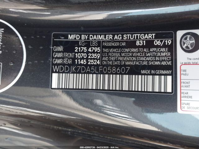 WDDJK7DA5LF058607 Mercedes-Benz SL 550