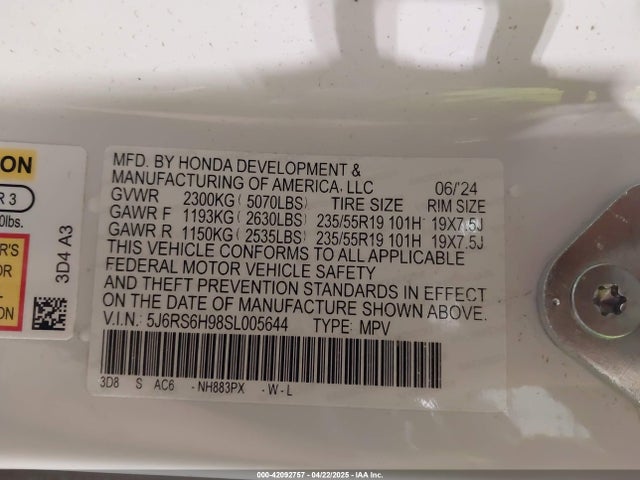 5J6RS6H98SL005644 Honda lfc3