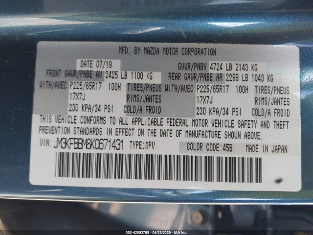 JM3KFBBM8K0671431 Mazda CX-5 SPORT