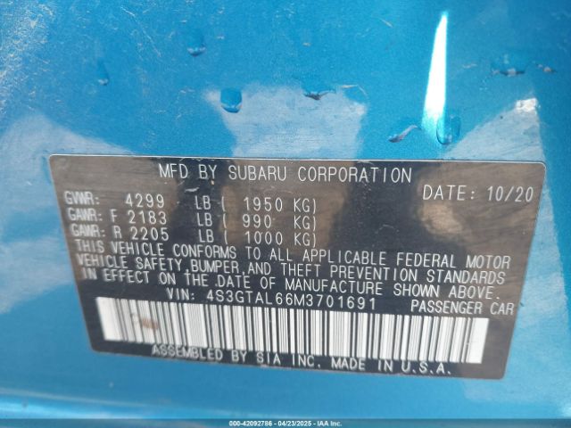 4S3GTAL66M3701691 Subaru Impreza Sport 5-door