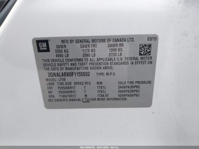 2GNALAEK8F1155802 Chevrolet EQUINOX LS