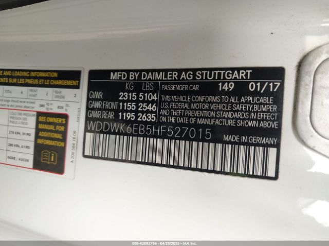 WDDWK6EB5HF527015 Mercedes-Benz Amg C 43 4matic