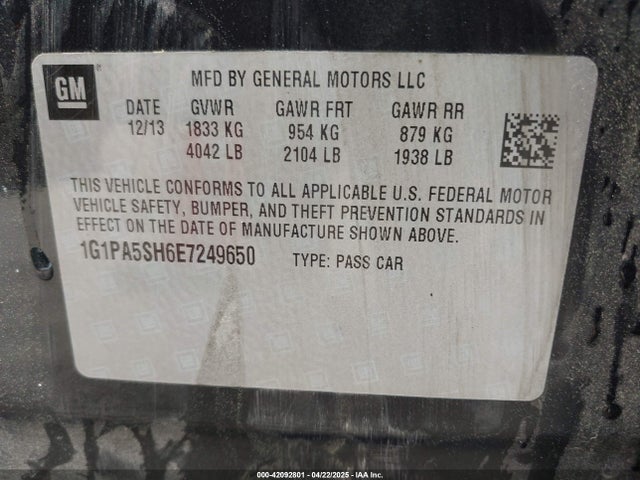 1G1PA5SH6E7249650 Chevrolet Cruze Ls Auto
