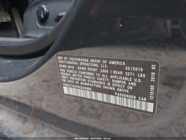 1VWAT7A37GC042880 Volkswagen Passat 1.8t R-line