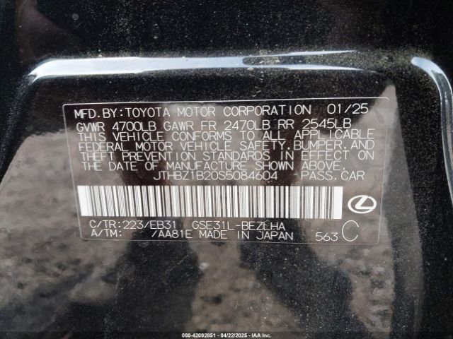 JTHBZ1B20S5084604 Lexus Is 350 F Sport Design