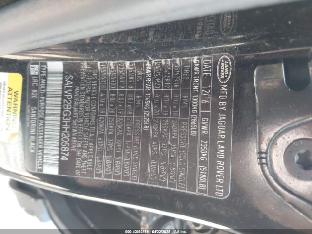 SALVP2BG3HH205874 Land Rover Range Rover Evoque Se/se Premium