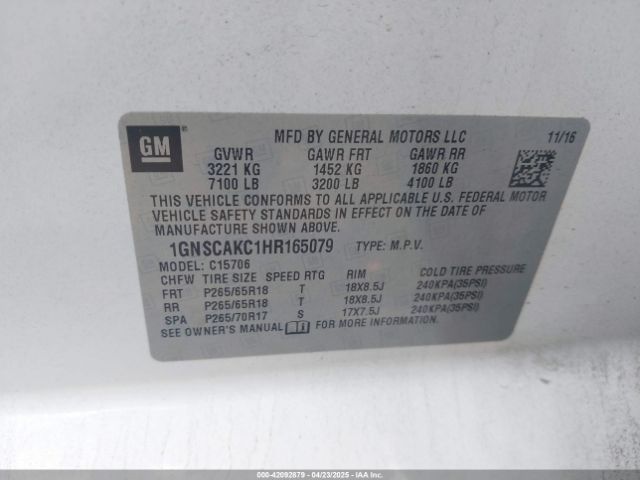 1GNSCAKC1HR165079 Chevrolet Tahoe Ls