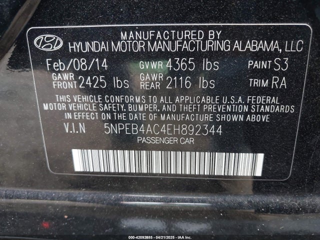 Hyundai SONATA GLS 2014 5NPEB4AC4EH892344 Image 9