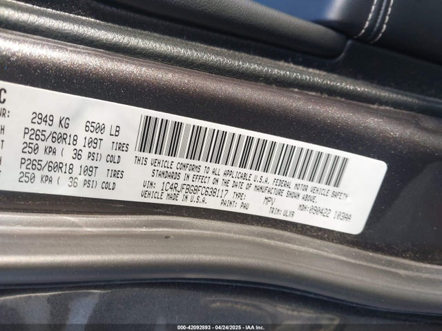 1C4RJFBG8FC638117 Jeep Grand Cherokee Limited