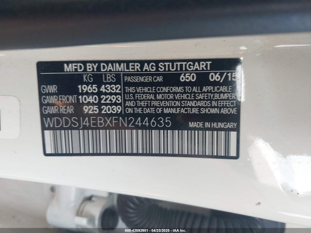 WDDSJ4EBXFN244635 Mercedes-Benz CLA 250