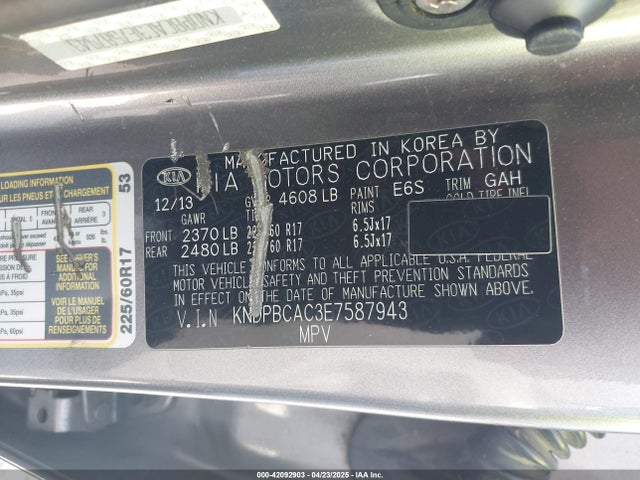 KNDPBCAC3E7587943 KIA Sportage Lx