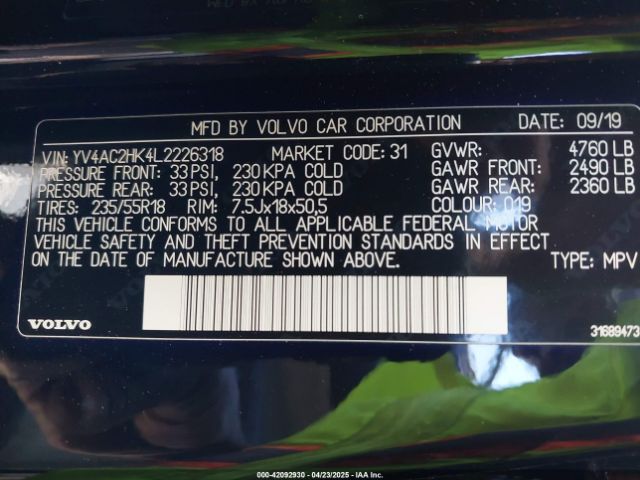 YV4AC2HK4L2226318 Volvo Xc40 T4 Momentum