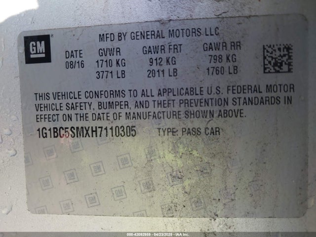 1G1BC5SMXH7110305 Chevrolet Cruze Ls Auto