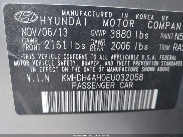 KMHDH4AH0EU032058 Hyundai dohc gdi nu