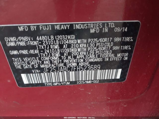 JF2SJABC7FH523689 Subaru Forester 2.5i
