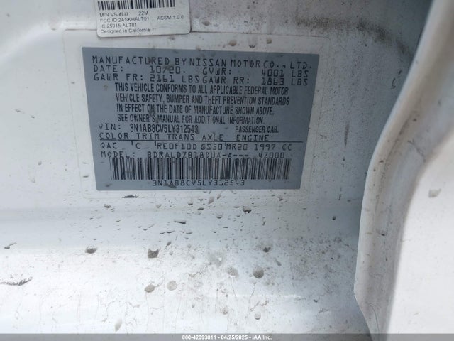 3N1AB8CV5LY312543 Nissan Sentra Sv Xtronic Cvt